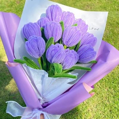 Tulip Twisting Rod Handmade Friendship Sweet Flower Bouquet Graduation Gifts Teachers' Day Artificial Tulip Flower Birthday
