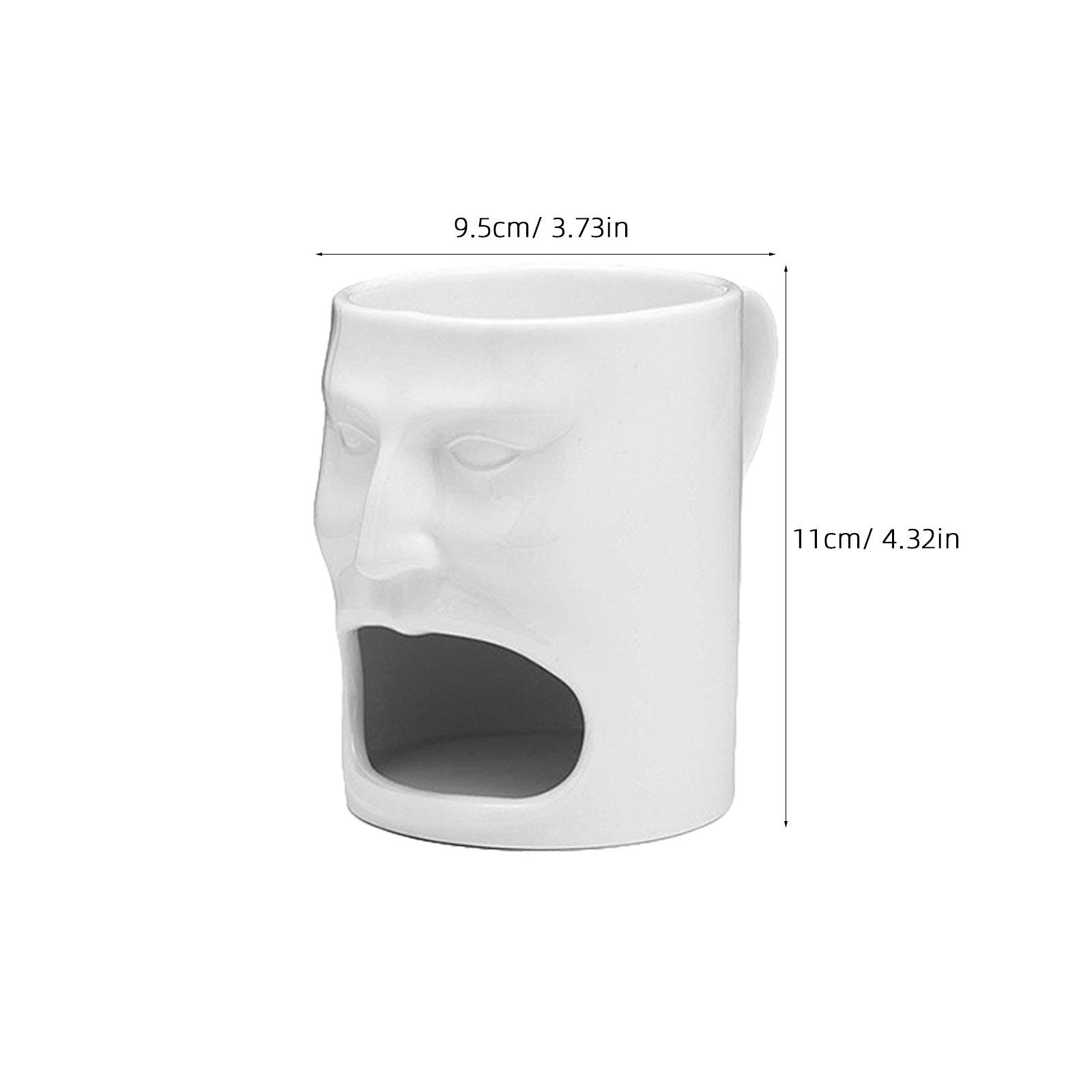 Ceramic Mug Cup Face Shape with Cookie Holder Unique Design for Coffee Tea Biscuit Dunking Breakfast Gift White other
