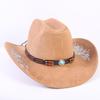 Beliebter europäischer und amerikanischer klassischer Wildleder Western Cowboyhut für Herren und Damen, großer Schirm, bestickt, Outdoor-Sonnenhut