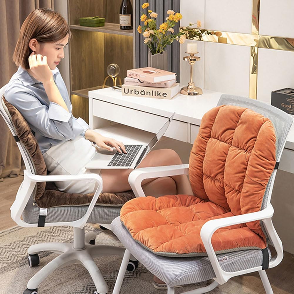 Desk Chair Cushion Non-Slip Rocking Seat Cushion Office Chair Pad Dorm Seat Cushion with High Back Support Soft Seat Pad with Ties for Office Car