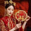 Handheld Bride Group Fan Hand Embroidered Fan  for Bride Wedding Xiuhe Dress Hanfu Accessory