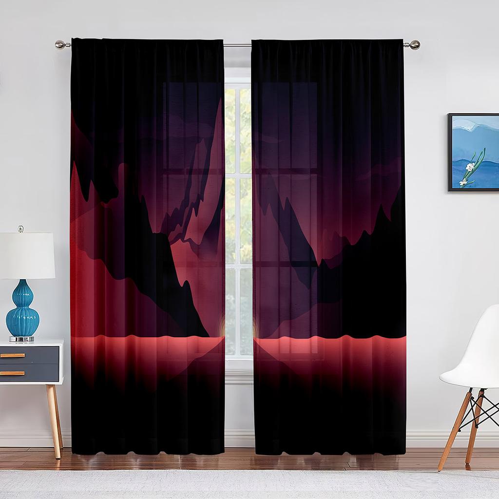 Geometric Mountain Modern Aesthetic Minimalist Pink Sheer Voile Curtains for Living Room Bedroom Decor Tulle Curtains Treatment