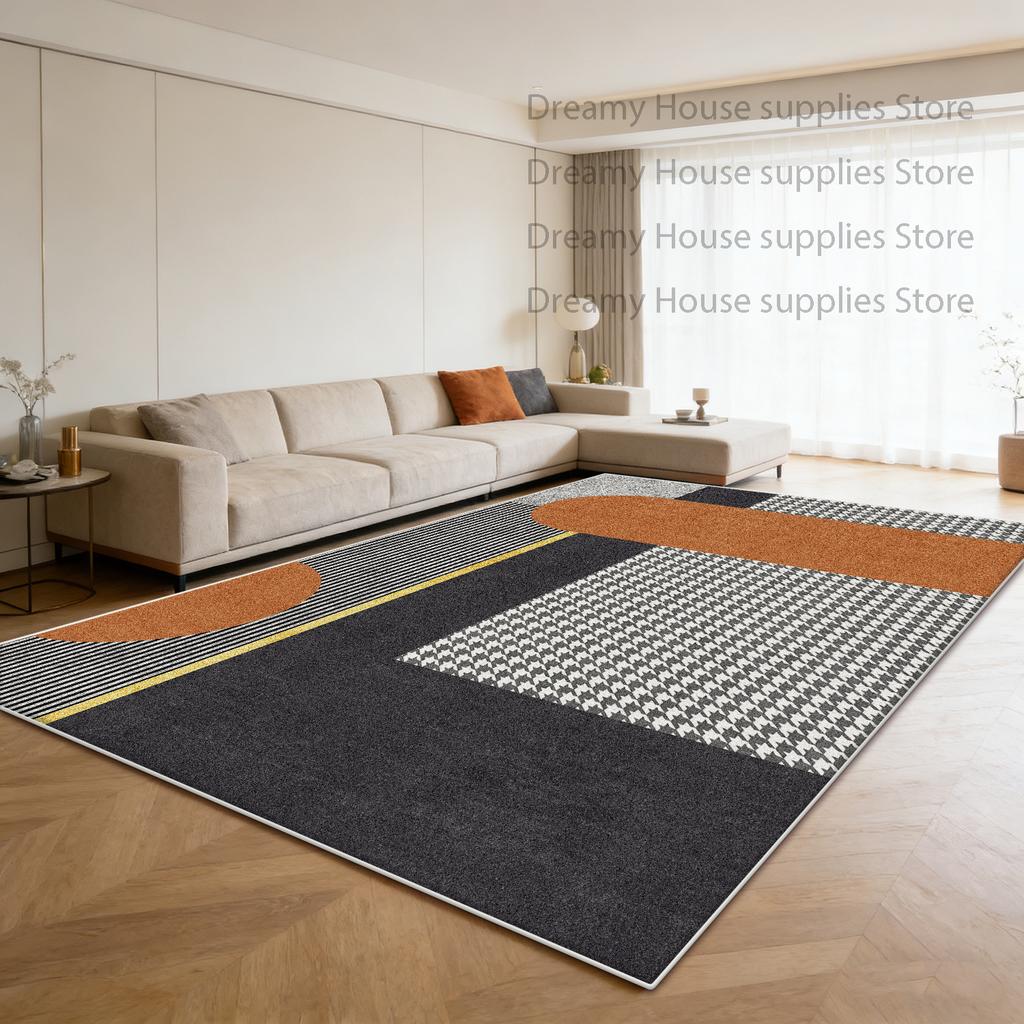 Modern Geometric Large Carpet for Living Room Orange Home Decoration Sofa Coffee Tables Mat Bedroom Washable Non-slip Plush Rug