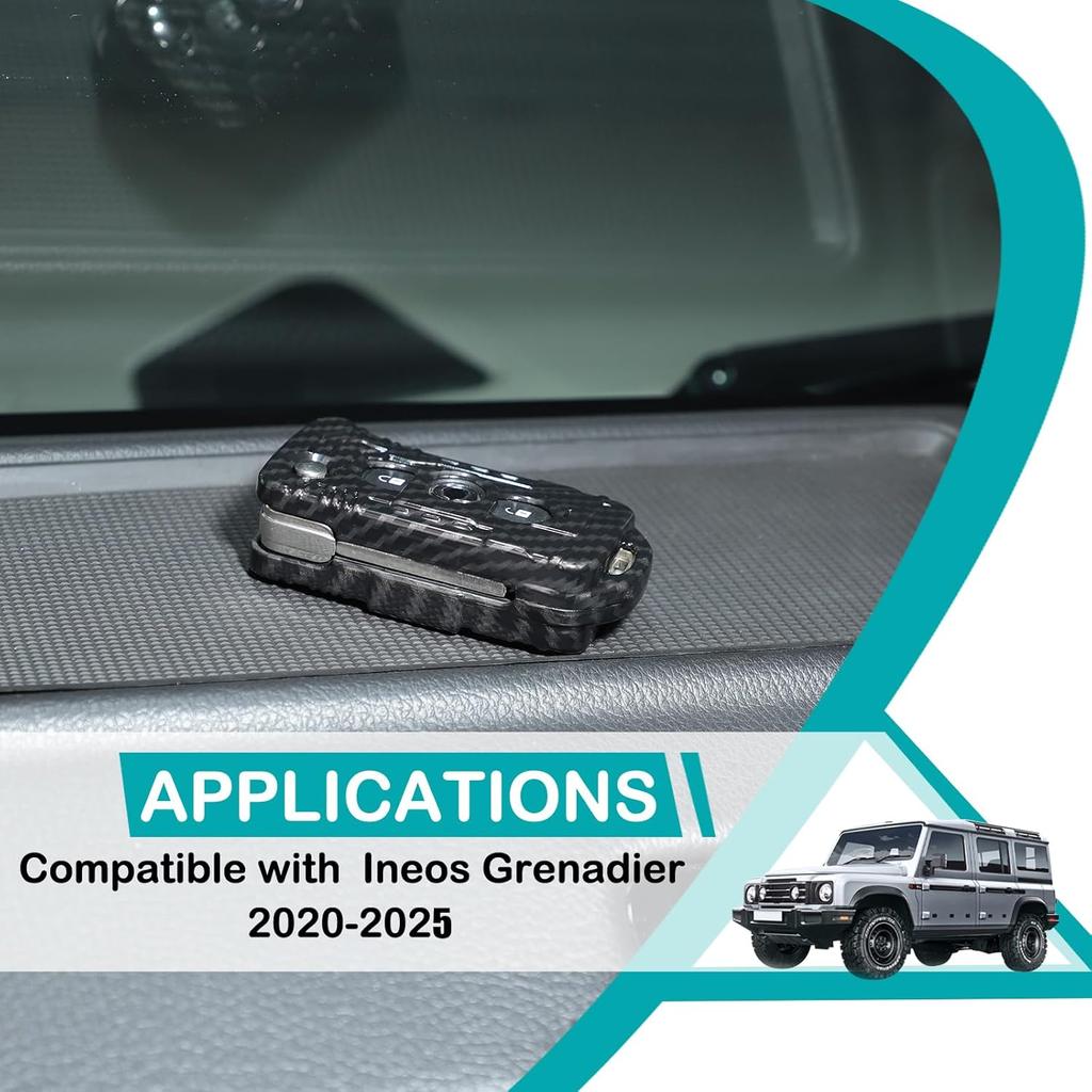 Copri Telecomando Custodia per Telecomando Compatibile con Ineos Grenadier 2020-2025 Auto Protezione Completa Accessori in ABS Chiave Intelligente (Modello in fibra di carbonio)