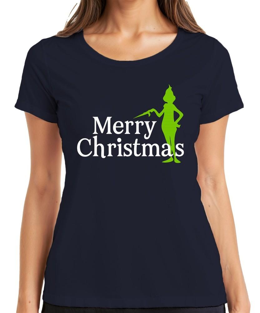Merry Christmas Green Silhouette Xmas Funny Grinch Unisexs TShirt S