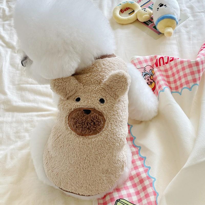 

Осінньо-зимовий одяг для собак Собака Тепле пальто Ins Style Bear Pattern Фліс Собака Жилет Костюм цуценя Котяча піжама Толстовка чихуахуа XS абрикосовий