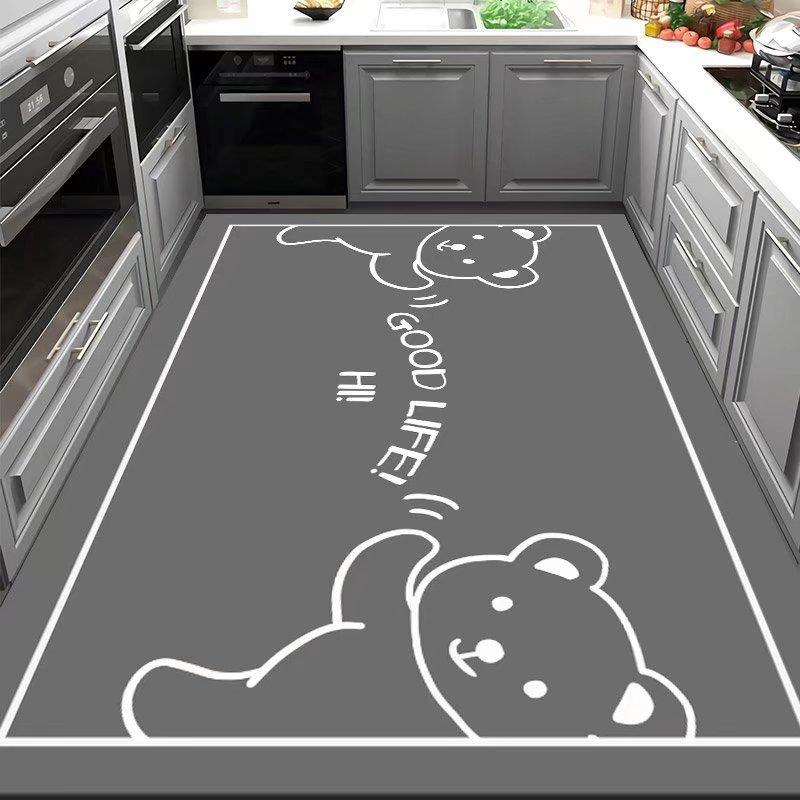 Kitchen Oil-proof and Non-slip Rug PVC Leather Carpets Dirt-resistant Door Mats Simple Balcony Rugs Bathroom Waterproof Carpet