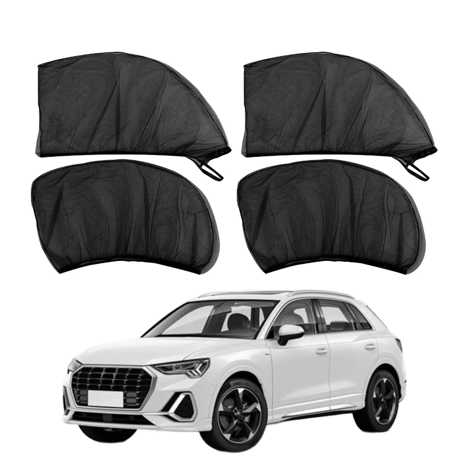 Car Window Sun Shade Cover, 4 PCS Breathable Mesh Car All Side Window Sunshade, Mosquito Net Curtain, Reduce Sun Rays, Sun Glare, Privacy Protection 4 PCS #SUV Style чёрный