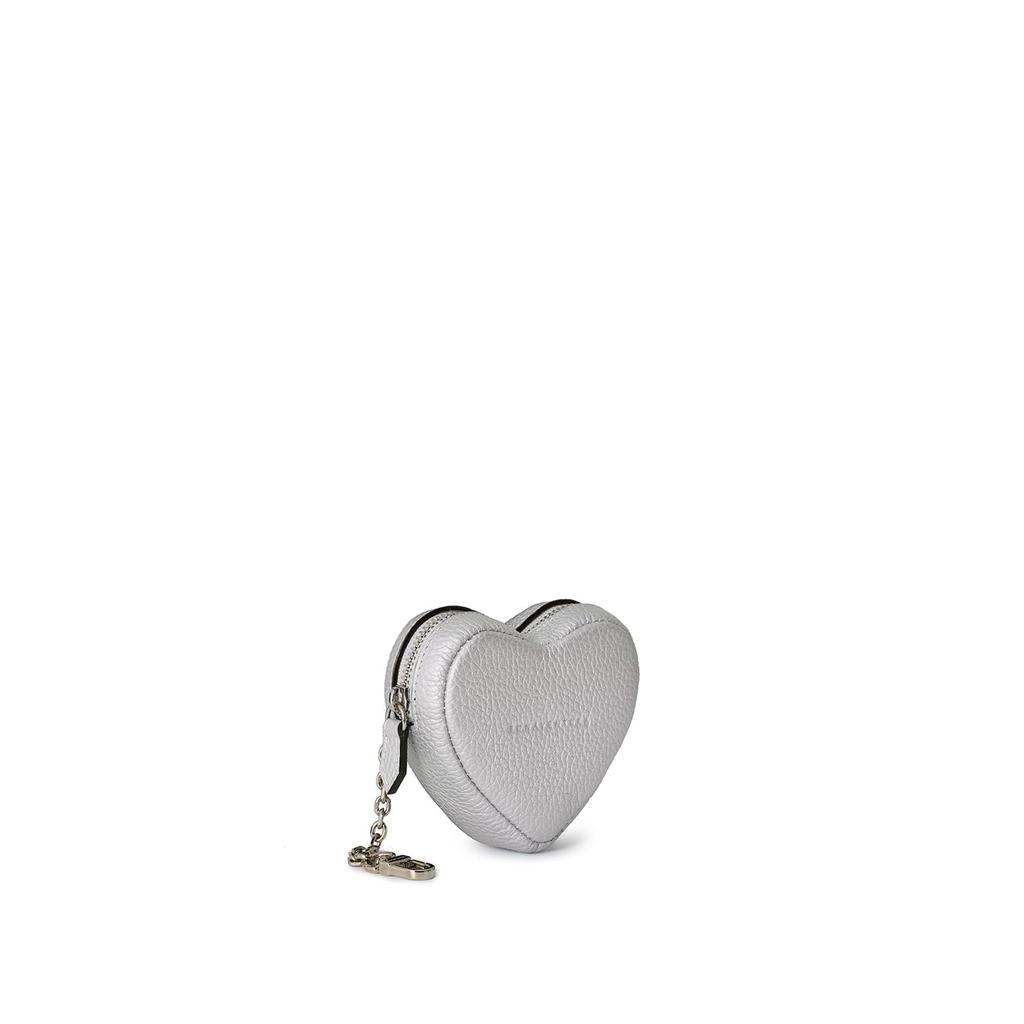 Bonaventura Mini-Tasche mit Kette, Schrumpfleder (Herz) [Silber], Münzbörse, Europäisches Echtes Leder, Geschenk, BCCT7-SI