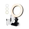 6 Zoll LED Selfie Ringlicht mit Klemme, USB-betrieben, 3 Farbtemperaturen/Verschiedene Beleuchtungsmodi/ Helligkeit einstellbar