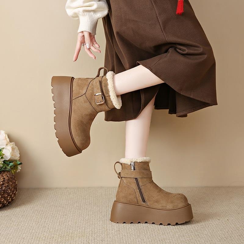 Muffin thick-soled snow boots women's 2025 new winter women's shoes piled and thickened Northeast cotton boots warm short boots