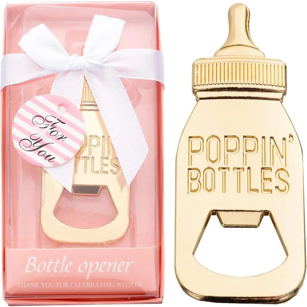 Bottle Openers for Baby Shower Favors Gifts Decorations Souvenirs Poppin Bottles Openers with Gifts Box used for Wedding Favors