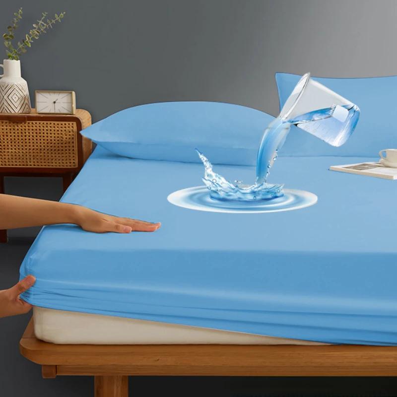 Modern Simple Waterproof Bed Sheet Four Season universal Solid Color Washable Machine Washable Bedsheet Not Included Pillowcase 100x200cm 1pcs