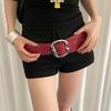 Vintage Leather Waistband Metal Buckle Punk Style Belt Adjustable Women Wide Belt  Men