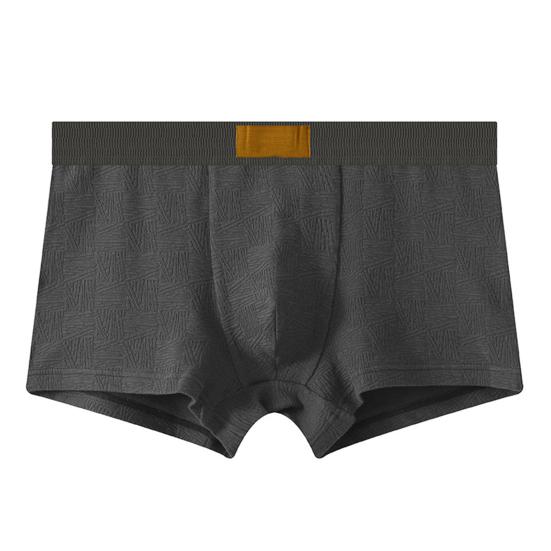 Men Boxer Underwear Mid-rise Wide Elastic Waistband Slim Fit Shorts Briefs Solid Color Breathable U-Convex Panties