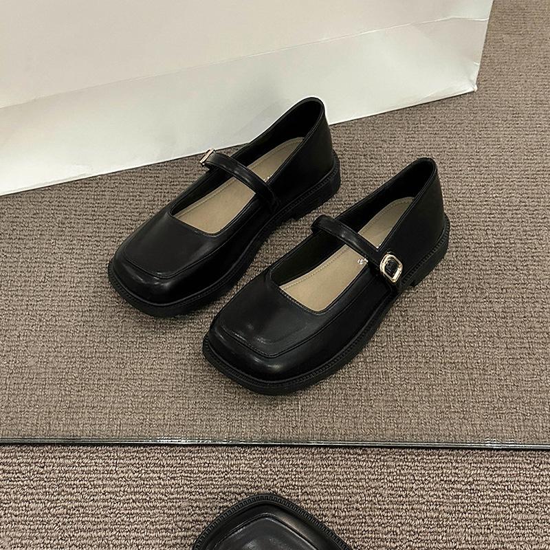 [Uncle Shoe] Spring 2025 skirt flat-soled single shoes small leather shoes women's niche belt formula head word new retro