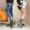 Martin boots women's spring and autumn new leather British thick-soled medium boots couple men's retro locomotive boots
