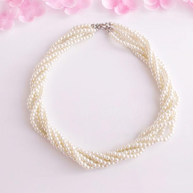 French Glass Pearl Necklace Small Grain Ladies Vintage Court Clavicle Chain Cheongsam Collar Sweater Chain Bridal Necklace