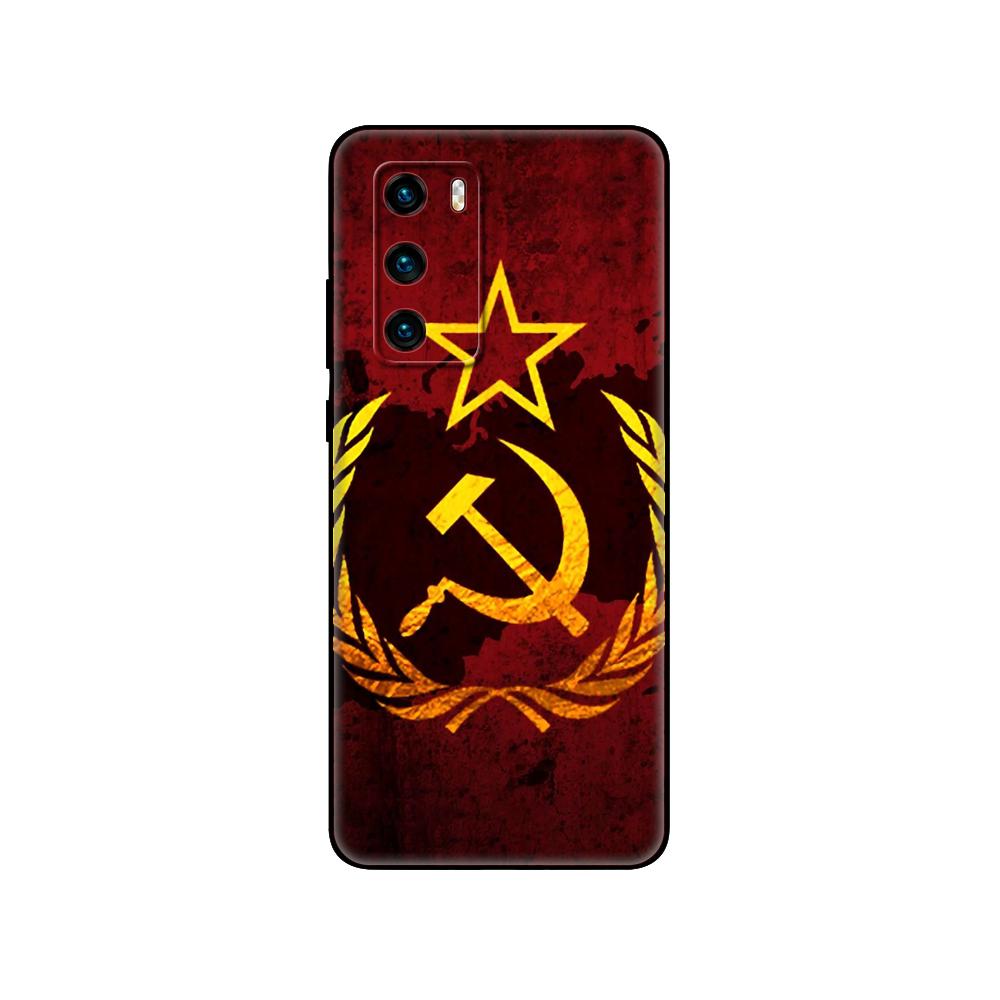 Black Tpu Case For Huawei P30 Lite P30 Pro P40 Case For Huawei P40 LITE E P Smart 2020 Case Cover Soviet Union USSR Grunge Flag
