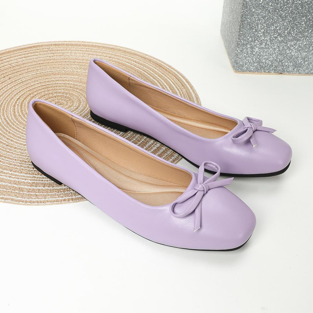 Fashion 41-43 Big Size Bowtie flat shoes woman round toe crystal glitter slip on loafers soft bottom bow ballet flats ladies OL shoes