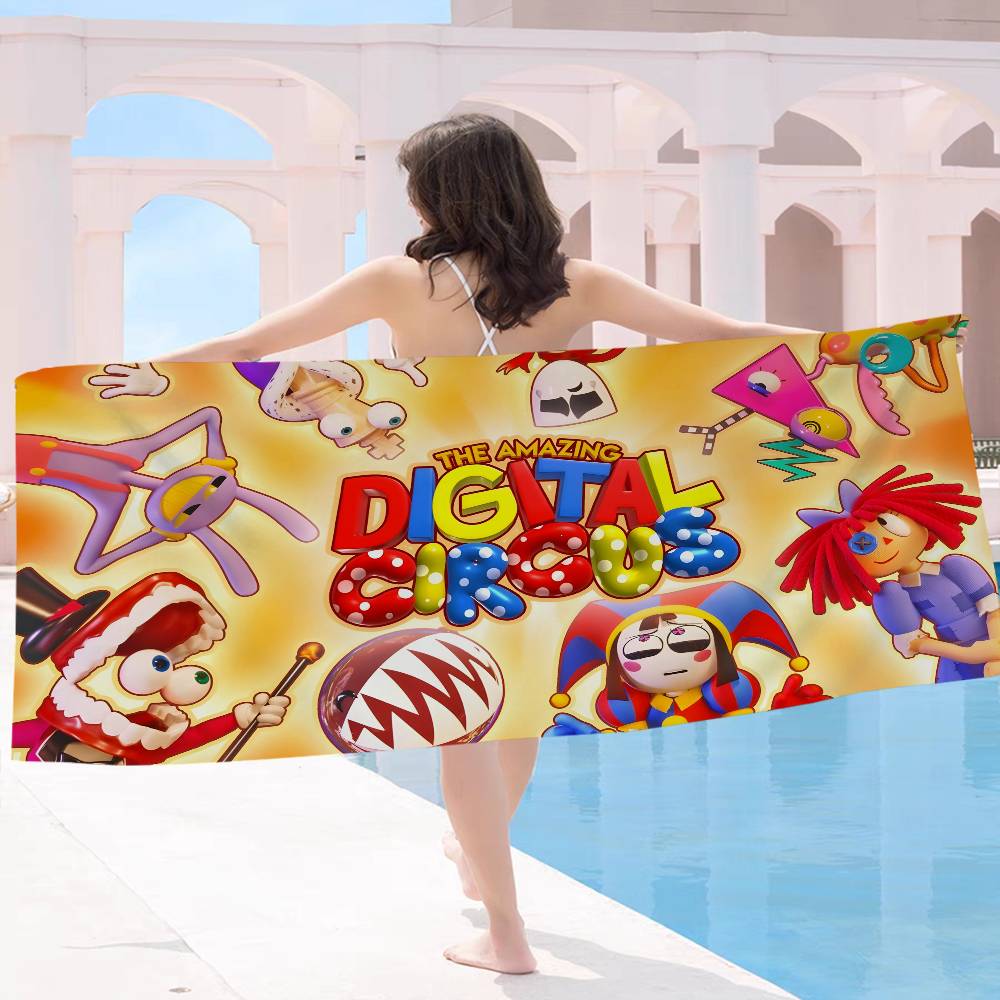 The A-Amazing D-Digital C-Circus Anime Beach Swimming Towel Soft Absorbent Washcloth Children's Gifts for Kids Travel