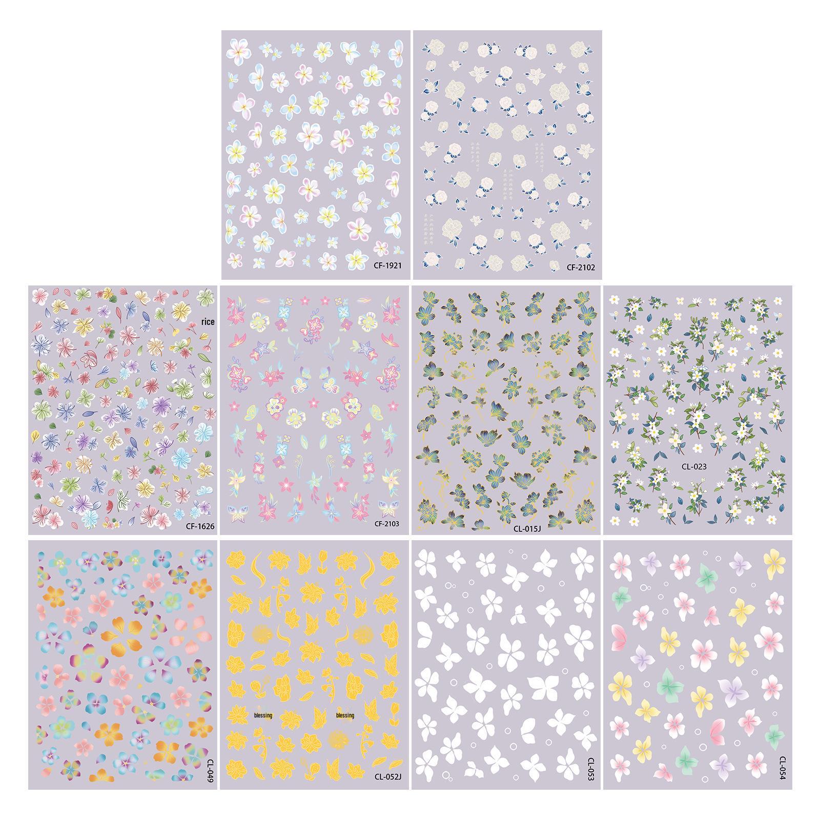 Cyansea Shell Light Flower Nail Art Stickers - Trendy DIY Ten-Sheet Set MT-6164 (10 sheets)