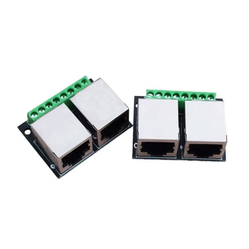 RJ45 Ethernet Double Female Terminal Board 3.5mm Pitching 8Pin RJ45 Screw Connector Networking Adapter Terminal