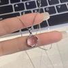 Peach Blossom Rose Quartz Pendant Necklace - Elegant Luxury, Delicate Fairy-Style Women's Fashion, Versatile Summer Clavicle Chain.