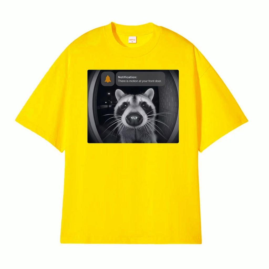There Is Motion At Your Front Door Funny Raccoon Meme T Shirt Unisex Women Harajuku Retro Tshirts Summer ONeck Tshirt Streetwear
