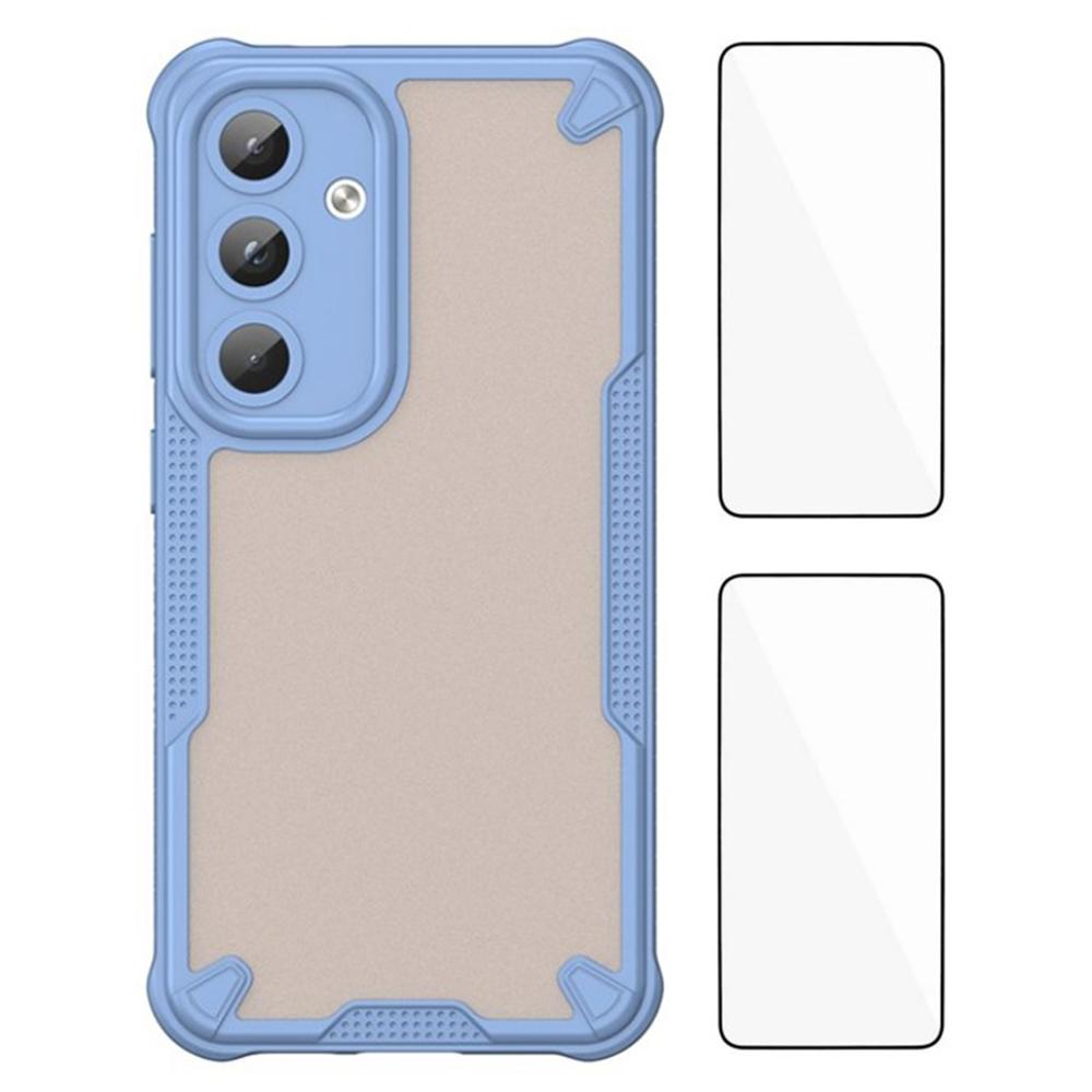 WANLONFENG MFFJ2 Series For Samsung Galaxy S24 Back Cover with 2PCS Tempered Glass TPU+Acrylic Phone Case