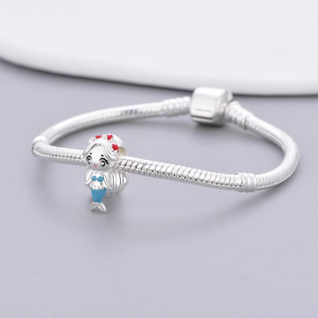Eco-friendly Copper Cartoon Fairy Tale Pendant Beaded Bracelet Necklace DIY Loose Beads Accessory