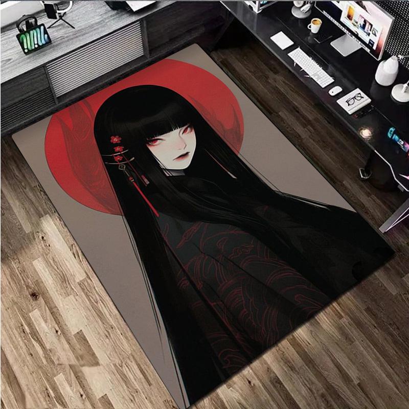 Samurai-Frauen-Druckteppich - Heimdekoration Teppich für Wohnzimmer Schlafzimmer Bodenbelag Computerstuhl Bereichsteppich