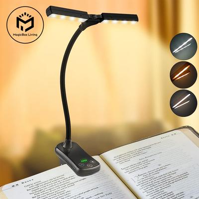 14 LED Clip On Book Light 3 kolory 8 jasności USB akumulatorowa lampka nocna przenośna lampka do czytania lampka do książek mini lampa biurkowa