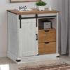 VidaXL Buffet HALDEN Sliding Door White 80x40x80 Cm Solid Wood, Storage Cabinet, Kitchen Storage Cabinet, 4018418