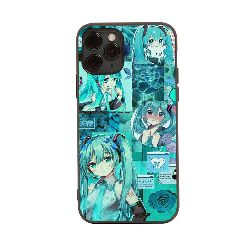 

Чехол для iPhone 16 15 Plus 14 13 12 11 Pro 8 7 6S 6 SE 5S X XR XS Max Realme C30 C33 C31 9I Black Sofe Cover WI70 Hatsune Miku iPhone SE 2020 бездна