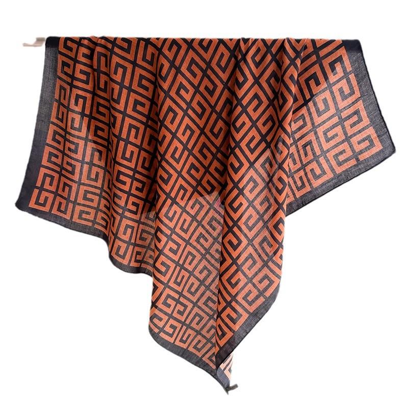 Scarf pattern large square scarf printed herringbone fashion Huizi versatile simulation silk spring and autumn shawl headscarf 91 geometric scarf