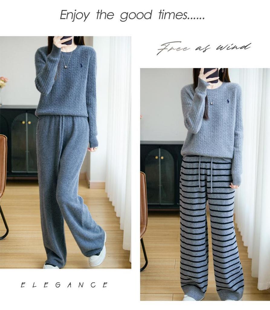 Women's Slim-Fit Wool Cable Knit Sweater - Autumn/Winter Collection