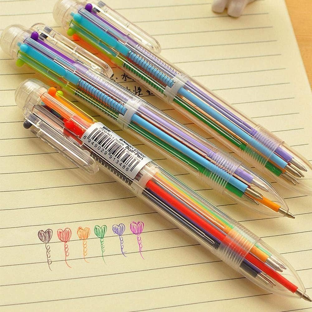 Multicolor Pens, 0.7mm 6-in-1 Multicolor Ballpoint Pen, 6-Color Retractable Ballpoint Pens for Office School Supplies