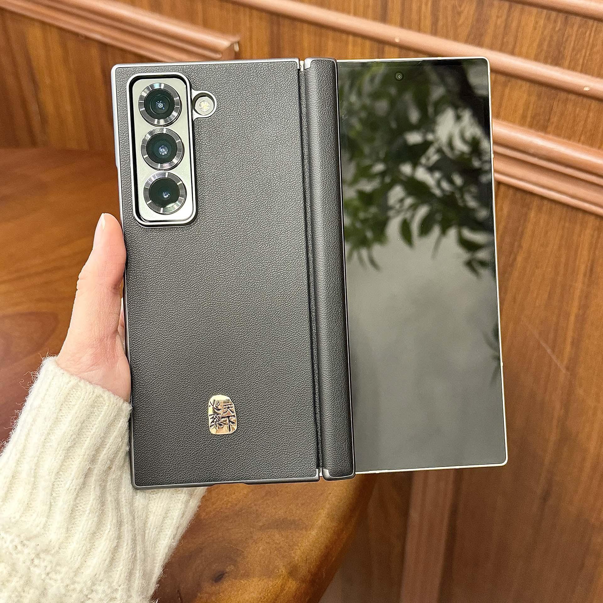 

Подходит для W25 Кожаный чехол с узором Чехол для складного мобильного телефона Samsung Zfold5 W24 Центральный вал Samsung ZFOLD6