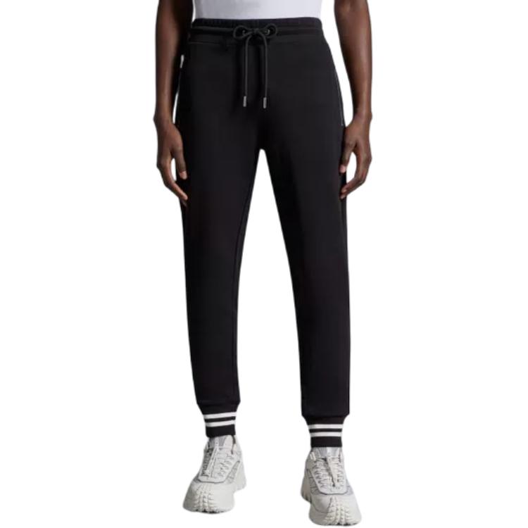 Moncler Monochrome Elastic Waist Mid-Rise Casual Pants Men bottoms Black J10918H00017809KR999