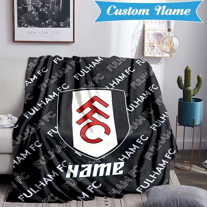 Custom Name Fulham FC Crest Blanket Lightweight Ideal Bedding Blanket Perfect for Travel, Camping, Living Rooms, Sofas, Christmas Gift