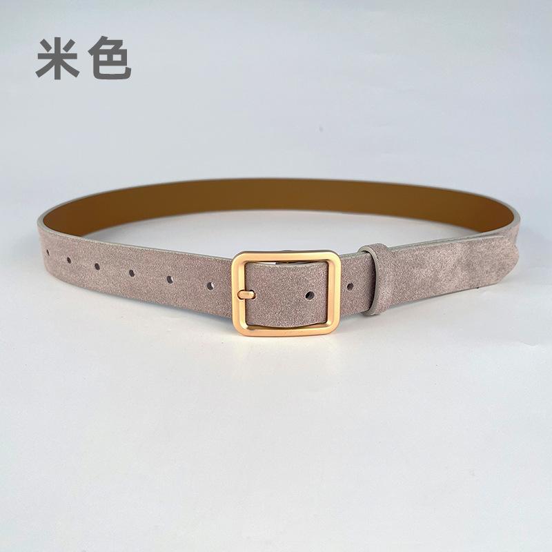 Frosted Suede Leather, Genuine Leather Women'S Belt, Cowhide Retro Simple With Casual Pants, Jeans Belt 2.3