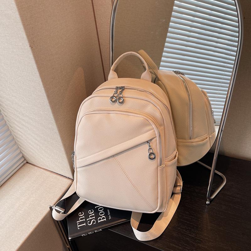 

Вместительный простой и модный рюкзак, новая женская сумка высокого класса в стиле кэжуал, рюкзак для путешествий бежевый