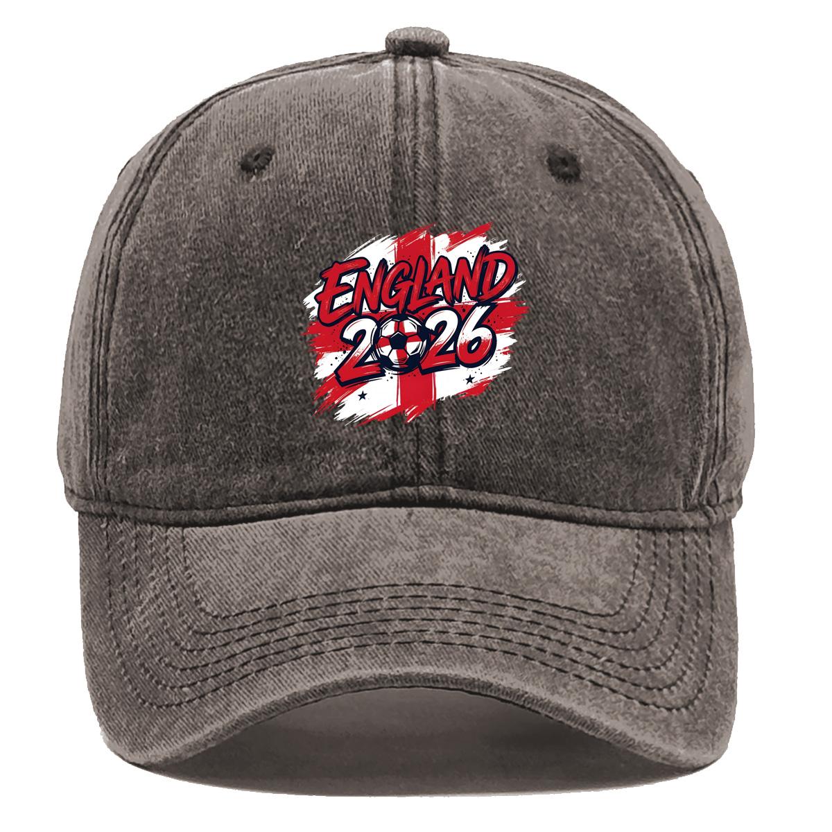 

Sun Hat With 2026 Football Soccer ENGLAND Flag Printed , Adjustable Snapback Baseball Cap Non-Stretch Fabric Retro Fit All-season Sports Hat as the picture коричневий
