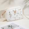 Vyšívaná květinová mašle taška na fotoaparát Jednoduchá dámská ležérní malá čtvercová taška PU kůže taška přes rameno/crossbody