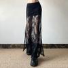 European and American style summer new women's clothing fashion black lace perspective slim and thin floor long skirt skirt