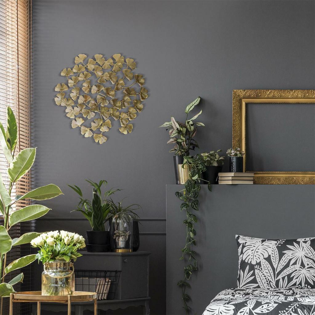 WALL DECORATION metal ginkgo golden glamour