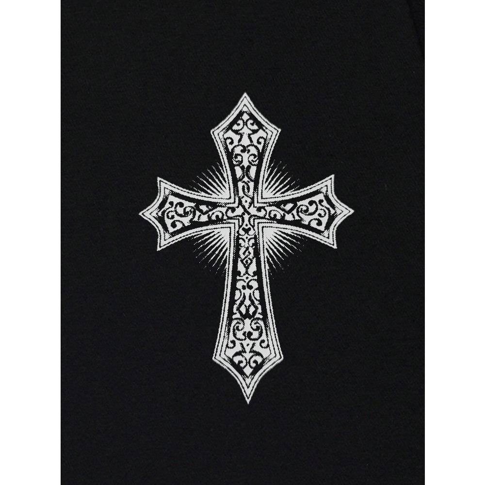 Haç Gotik Grafik Unisex Erkek Kadın Pamuklu Tişört Lüks Marka Moda Büyük Beden Üst Kısa Kollu Klasik Tişört Baskılı S-4xl