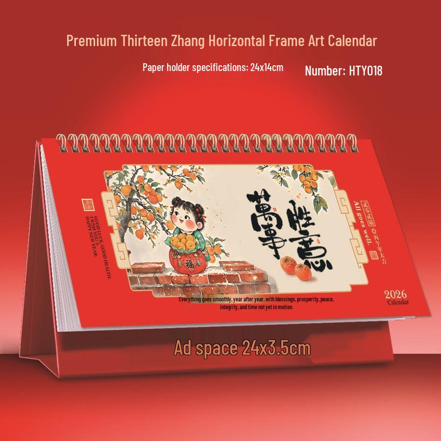 

2026 Year of the Horse Business Desk Calendar - Monthly Planner and Festive Ornament for Office Promotions