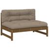 2 Piece Garden Lounge Set with Cushions Honey Brown Solid Wood